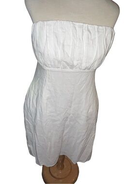 Altar'd State Lilia White Strapless Bow Back Mini Dress NWOT Size XL Linen